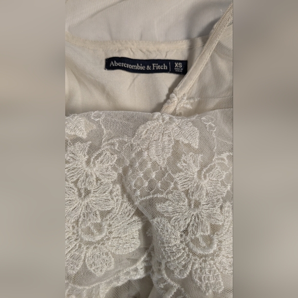 Abercrombie & Fitch Sheer Floral Lace over Ivory Slip Dress SZ XS Perfect Condit - Picture 10 of 10